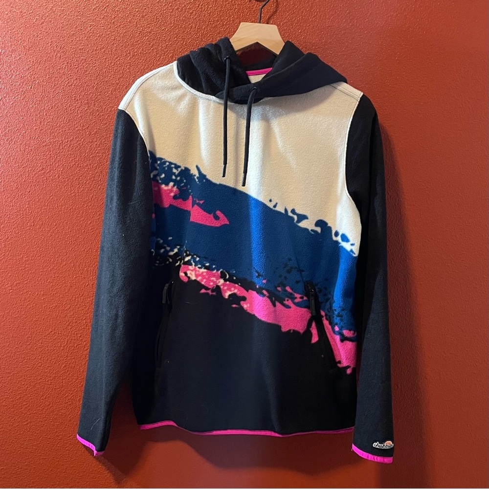 Chubbies Women’s Low Pile Fleece Retro Abstract Splash Print Cozy‎ Hoodie